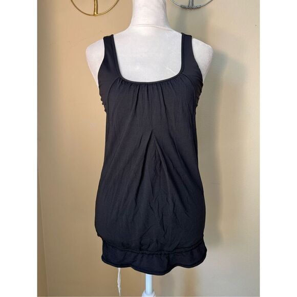 Lululemon Run Times Tank Black Micro Stripe Size 4 - Picture 1 of 6